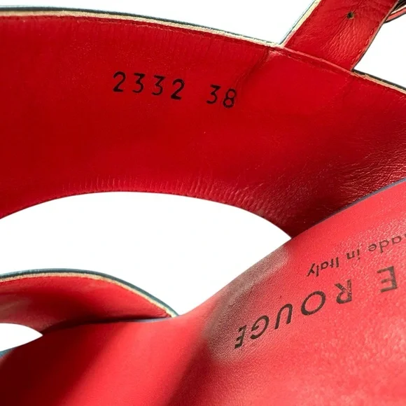 Pas de Rouge Blue and Pink Sandal Slingback Block Heels - Picture 8 of 10